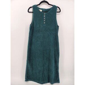 Talbots Petites Corduroy Dress Sleeveless Button Detail Green Women's 8 Petite